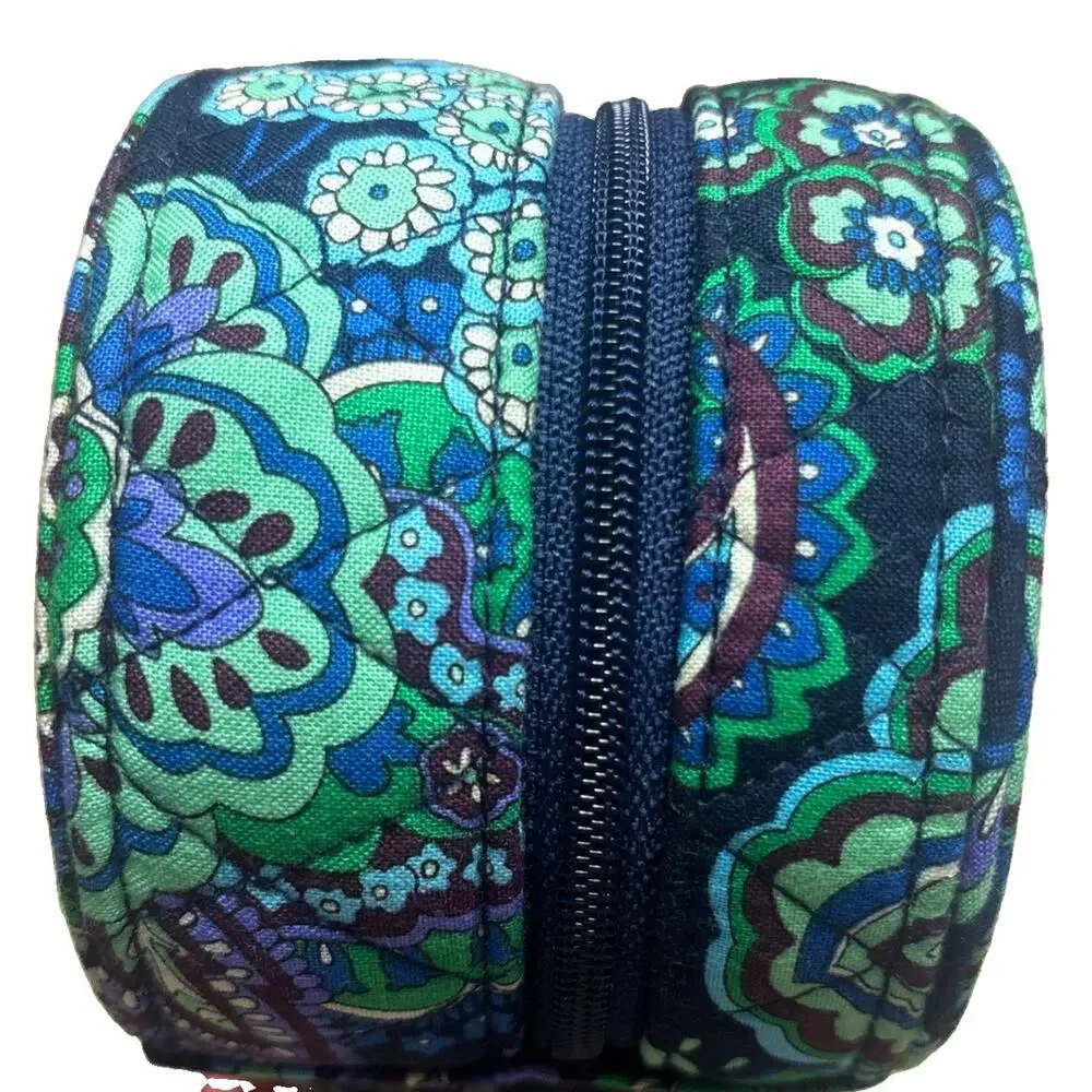 Vera Bradley Blue Rhapsody Travel Jewelry Case Zip Around Organizer 6.5